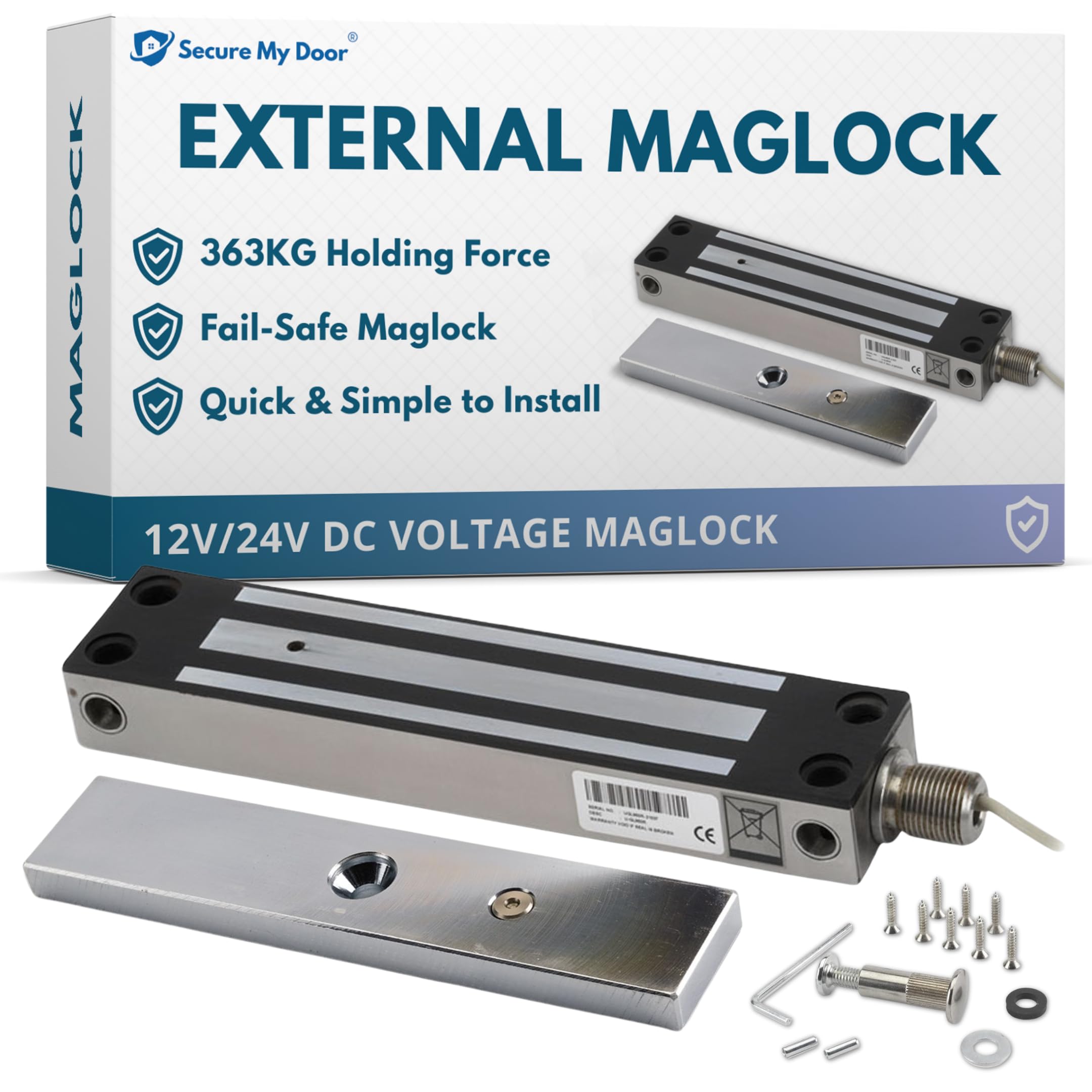 SecureMyDoor IP67 Weather Resistant External Magnetic Lock | Fail Safe Access Control Maglock | 800lbs Holding Force | Ideal for Outdoor Use | Stainless Steel Housing | Ideal for Door and Gate — image 1