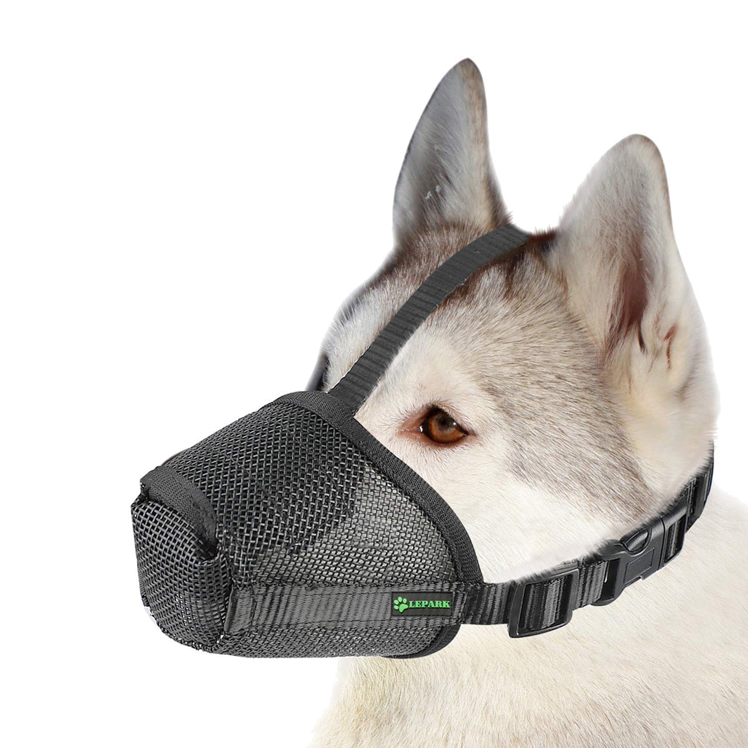 ILEPARK Nylon Dog Muzzle Anti Barking Anti-Bite Muzzle for Small, Medium and Large Dogs (M, Black)