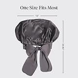 Kitsch XL Satin Bonnet for Sleeping Charcoal - Adjustable Tie Band view 4