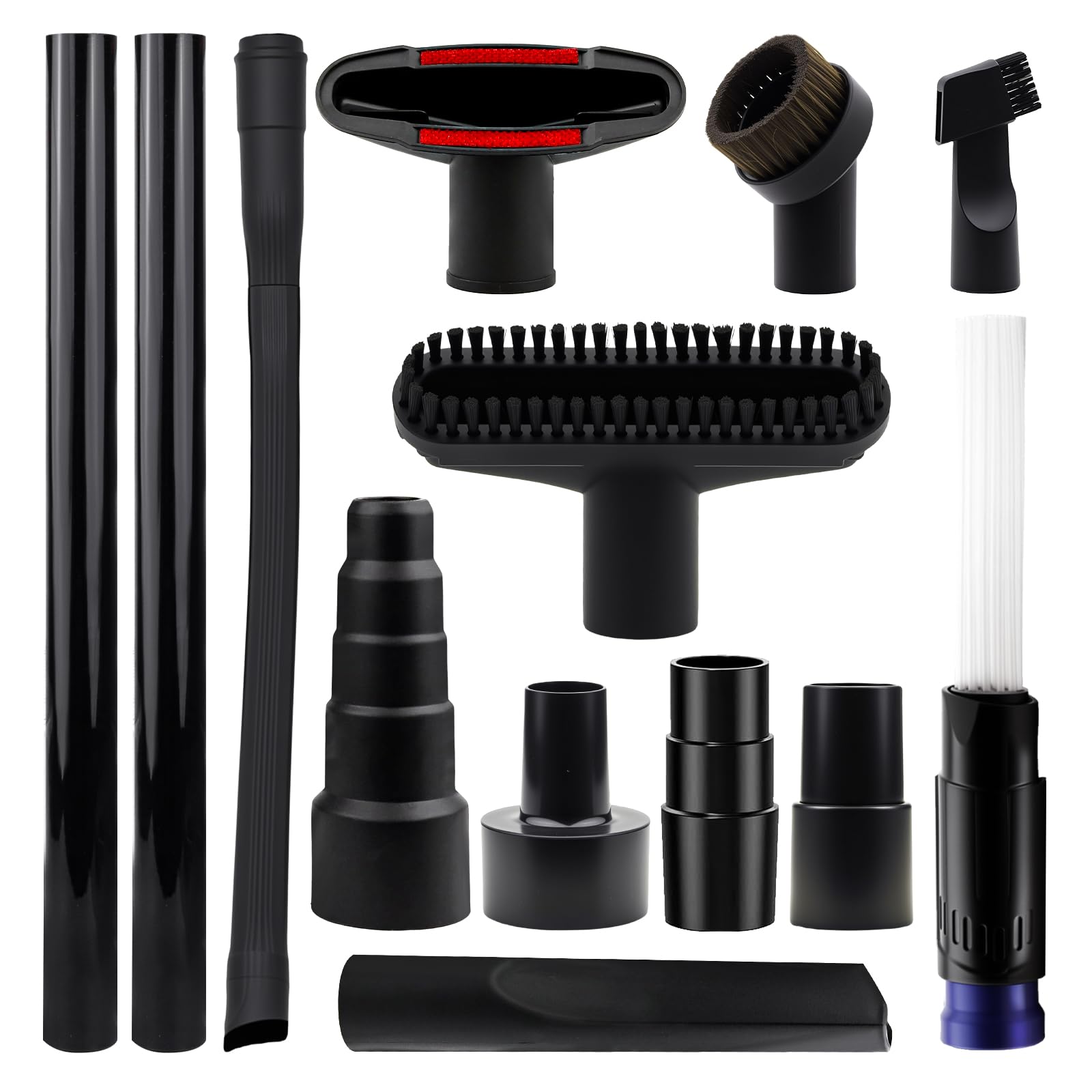 Photo 1 of 13 PCS Universal Vacuum Attachments Kit, 2 1/2" to 1 1/4" Wet Dry Vacuum Hose Adapter, 1 7/8" to 1" Adapter for Shop Vac, 1 1/4" Vacuum Cleaners Accessories with Horse Hair Brush, Extension Wand