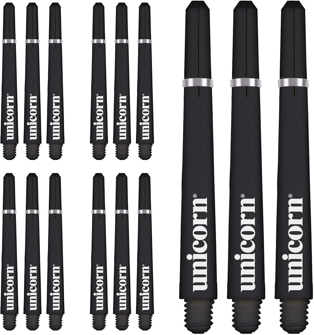 Unicorn Dart Shafts Gripper 4 Value Pack Polycarbonate 15 Stems Black Short 35mm