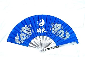 Amazon Co Jp 鉄扇 ステンレス扇 青 33cm 60cm 大型 デカイ 功夫 カンフー 扇 扇子 太極扇 1 1 スポーツ アウトドア