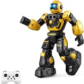 BAZOLOTA Robot Toys for Kids 3-5, Programmable Sing Dancing RC Robots Gift | Gesture Sensing Control Smart Robot for Age 3-12 Kids, Rechargeable Toy Robot with 3 Stories Sliding Walking Christmas Yellow