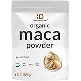 Organic Peruvian Maca Root Powder, 3lbs – Easily Digested Gelatinized Form – Herbal Superfoods Supplement for Men & Women – Supports Immune & Energy Health – Non-GMO