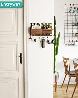 HapiRm Key Holder Wall Mounted 7 Hooks Mail Sorter Home Design Brown view 5