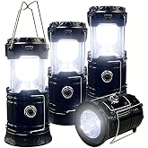 Collapsible Portable LED Camping Lantern XTAUTO Lightweight Waterproof Solar USB Rechargeable LED Flashlight Survival Kits for Indoor Outdoor Home Emergency Light Power Outages Hiking Hurricane 4-Pack
