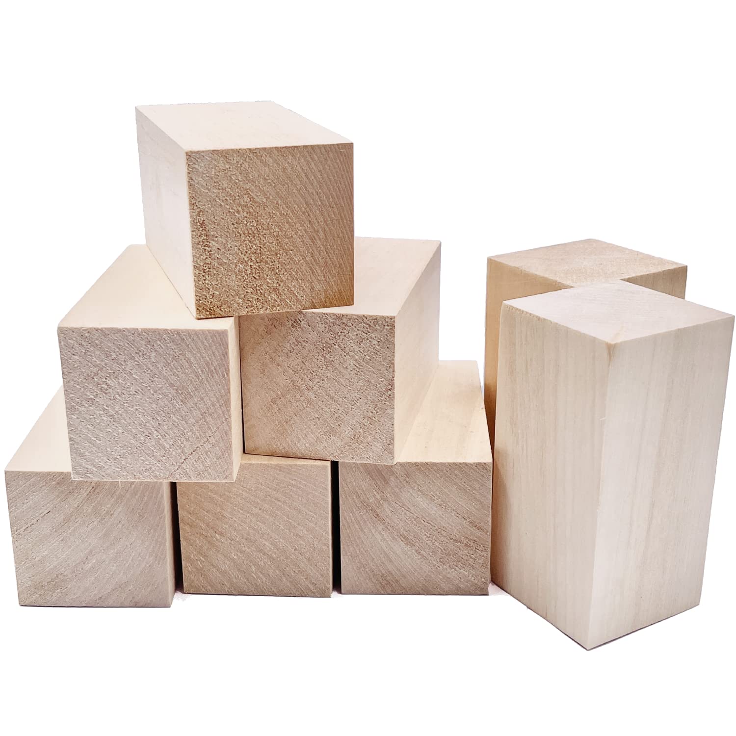 Thiecoc Basswood Carving Blocks Set - 8 Pcs, 10x5x5 cm, Whittling Wood Blocks for Carving