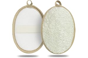 CRAZYTERRA Loofah Exfoliating Body Scrubber (2 Pack), Natural Body Scrubbers for Shower Exfoliator, 100% Natural Lufa Bath Scrub Loofa Sponge Pad, Large Lufas for Men and Women Loufa Biodegradable Luffa Beige