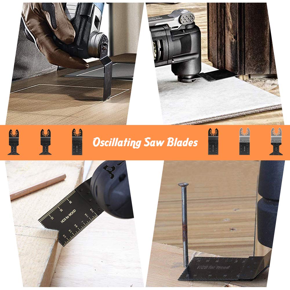 Flymall 20PCS Universal Wood Metal Oscillating Multitool Quick Release Saw Blades Fit Fein Multimaster Porter Cable Black & Decker Bosch Dremel Craftsman Ridgid Ryobi Makita Milwaukee Dewalt Rockwell