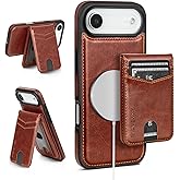 SkyEagle Compatible with Magsafe 2 in 1 Detachable iPhone Air Wallet Case with Card Holder for Women Men,Magnetic PU Leather RFID Blocking Flip Kickstand Credit Slots,for Apple 17 Air,Brown