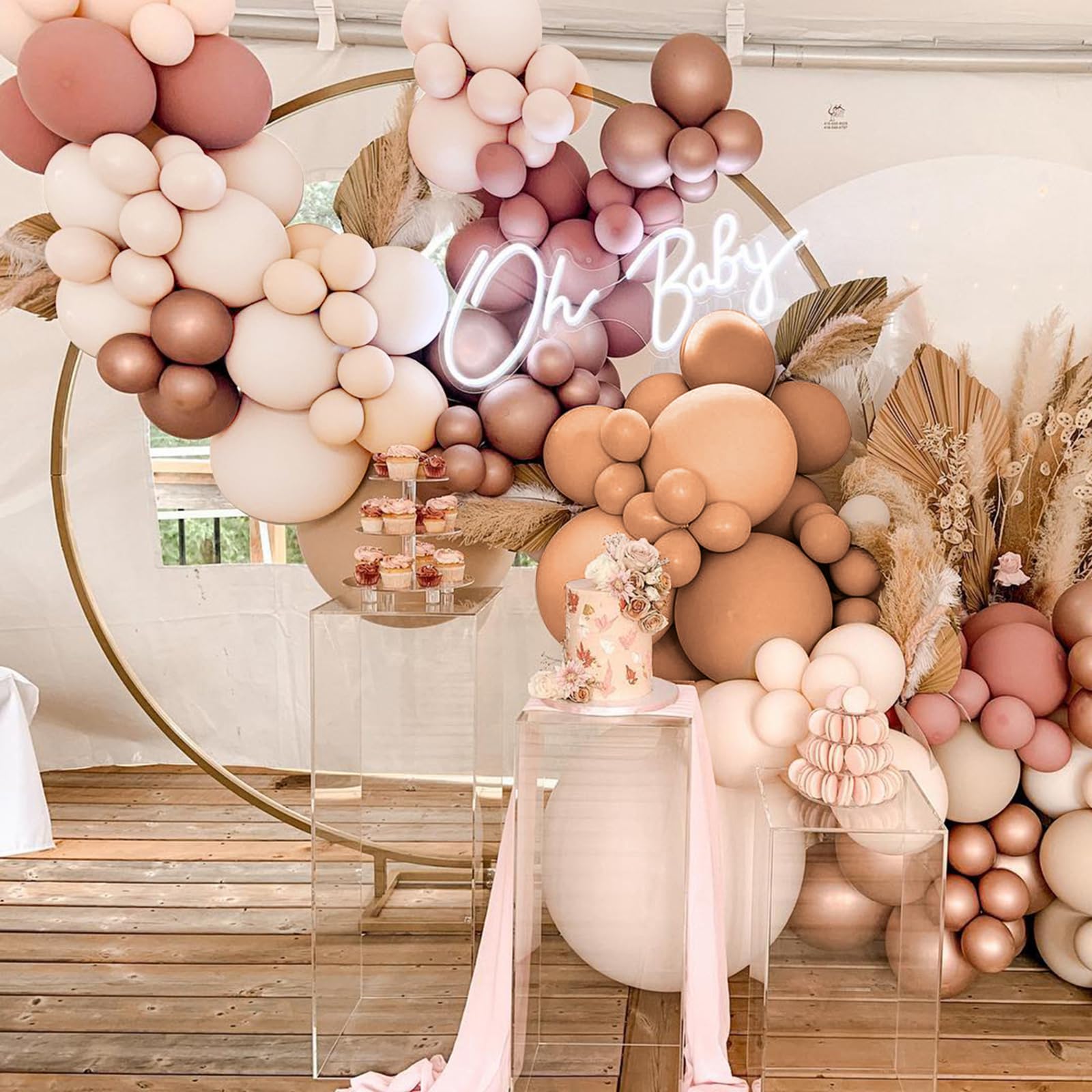Dusty Pink Balloon Arch Kit,114Pcs Nude Balloons Arch Garland with Blush Pink Nude Cream Peach Rose Gold Retro Apricot Balloons for Birthday Party,Baby Shower,Wedding,Bridal Shower Decoration