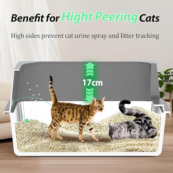 XXXXL STAINLESS STEEL CAT LITTER BOX WITH HIGH SIDES, 29″ X 21″ X 14″ EXTRA LARGE CAT LITTER BOX FOR BIG CATS AND OVERWEIGHT CATS HIGH SIDES NON-STICK EASY TO CLEAN.