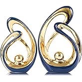 XMGZQ Home Decor Accent,Porcelain Art Mid Century Bookshelf Decorations,Gold Centerpieces for Tables,Abstract Ceramic Statue Sculpture for Coffee Table Mantel Tv Stand Centerpieces (Blue, Small)