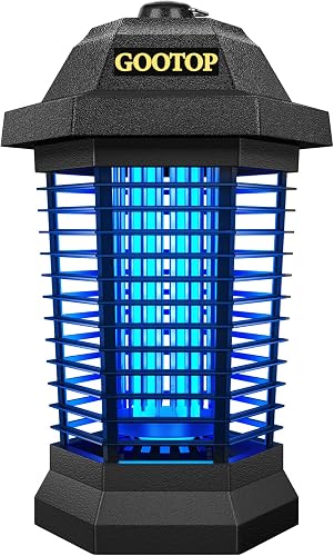 GOOTOP Bug Zapper Outdoor, Mosquito Zapper, 3 Prong Plug in Electric Fly Zapper, Mosquito Killer, Fly Traps, Flying Insects Zapper Indoor Outdoor, 4200V, ABS Plastic Outer (Black)