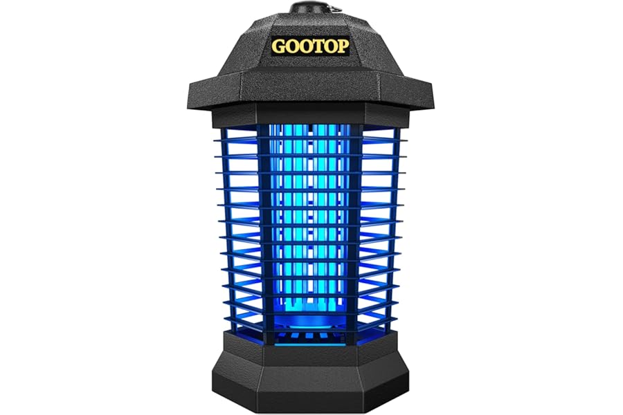 GOOTOP Bug Zapper Outdoor, Mosquito Zapper, 3 Prong Plug in Electric Fly Zapper, Mosquito Killer, Fly Traps, Flying Insects Zapper Indoor Outdoor, 4200V, ABS Plastic Outer (Black)