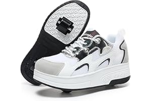 Wooowyet LED Roller Skate Shoes for Kids Boys Girls Light Up Fashion Sneakers Wheels Roller Shoes Wheeled USB Rechargealbe Hook&Loop