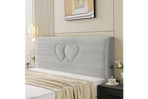 ABANO Velvet Bed Headboard Slipcover for Queen Full Twin Cal King Size Bed, Quilted Bed Headboard Cover with Storage Bag Thicken Headboard Dustproof Protector Cover-Light Grey||Bed Head 150cm