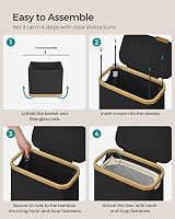 SONGMICS 65L Slim Laundry Basket with Lid Oxford Fabric Bamboo Handles LCB506B01 view 8
