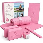 Nolava Yoga Mat with Bag &ndash; 72 x 24 inch, 1/4 inch Thick Non-Slip Mat &ndash; Includes Slap Band, Black Zippered Carry Tote with Mat Sleeve &amp; Inner Pocket &ndash; For Yoga, Pilates, Home or Studio.