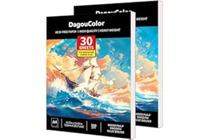DagouColor Watercolor Paper Pad, A4, 2 Pack, 30 Sheets Each, 140lb/300gsm Cold-pressed Paper, Artist Book for Adults Kids, Pa
