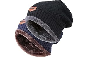 HINDAWI Winter Beanie Hat for Boys Girls (5-14 Years) Slouchy Beanie Windproof Warm Knit Kids Skull Cap