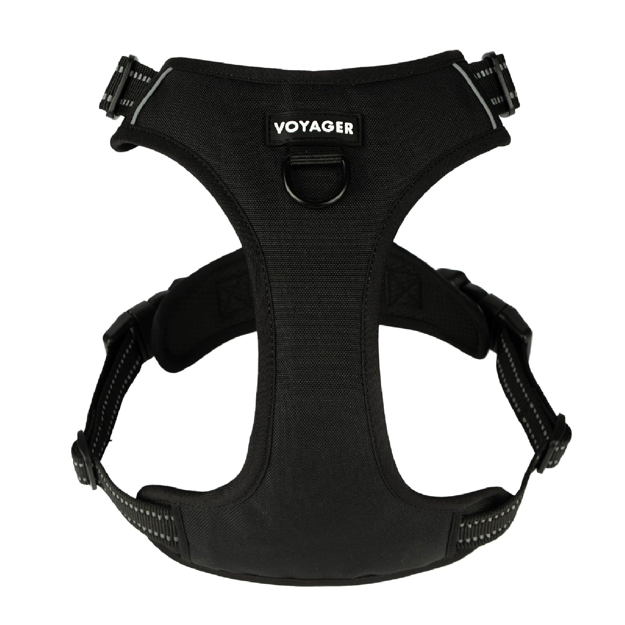 Voyager Dog Harness Dual Leash Attachment No-Pull Control Adjustable Soft but Strong Pet Harness for Medium and Large Dogs with 3M Reflective Technology - Black, XL (Chest: 28 - 37")