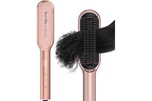 Terviiix Frizz Buster Ionic Hair Straightener Brush with MCH Heater - Rapid 450°F in 20S, Hair Straightener Comb for Efficient One-Pass, Anti-Scald, 13 Heat Settings, Digital Display, Dual Voltage