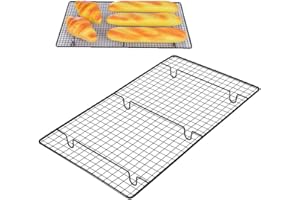 Cooling Rack, 18" X 10" Non Stick Grid Wire Baking Rack Black Iron Barbecue Grill Net for Baking Roasting Grilling Drying