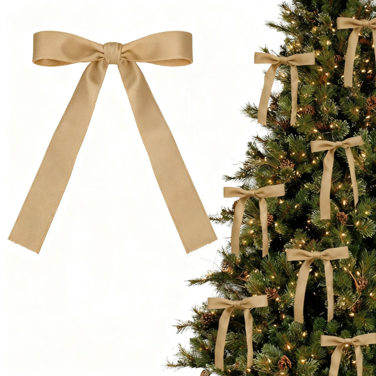 Photo 1 of 12PCS Red Velvet Bows for Christmas Tree, Bows for Christmas Tree, Garland Red Velvet Bow Ornaments for Christmastree with Gold Twist Ties (C)