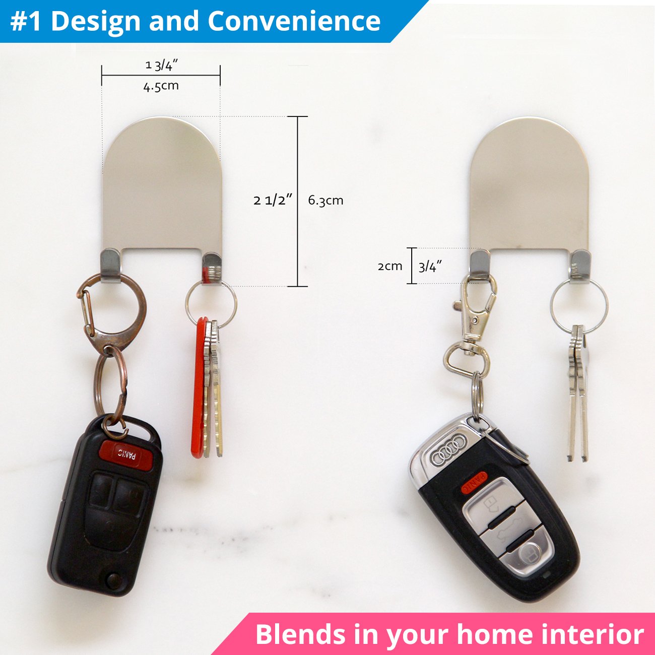 3M Powered All Purpose Hooks by HOME SO - ALL Stainless Steel, Best for Humid Environment - Industrial Strength Holds Anything, Towels, Keys, Coats, Loofahs - Pack of 4 (Chrome)