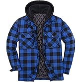 ZENTHACE Men's Thicken Plaid Hooded Flannel Shirt Jacket with Quilted Lined,Zipper&Snap
