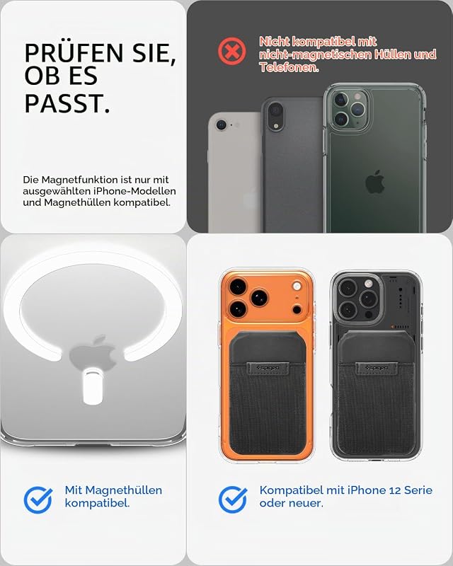 Slim Fold MagFit MagSafe Wallet für Handy [bis zu 12 Karten/Free-Stop] Elastischer MagSafe Kartenhalter mit Stand für iPhone 17e 17 16 15 14 Pro Max Air & PixelSnap Hüllen für Pixel 10-Serie