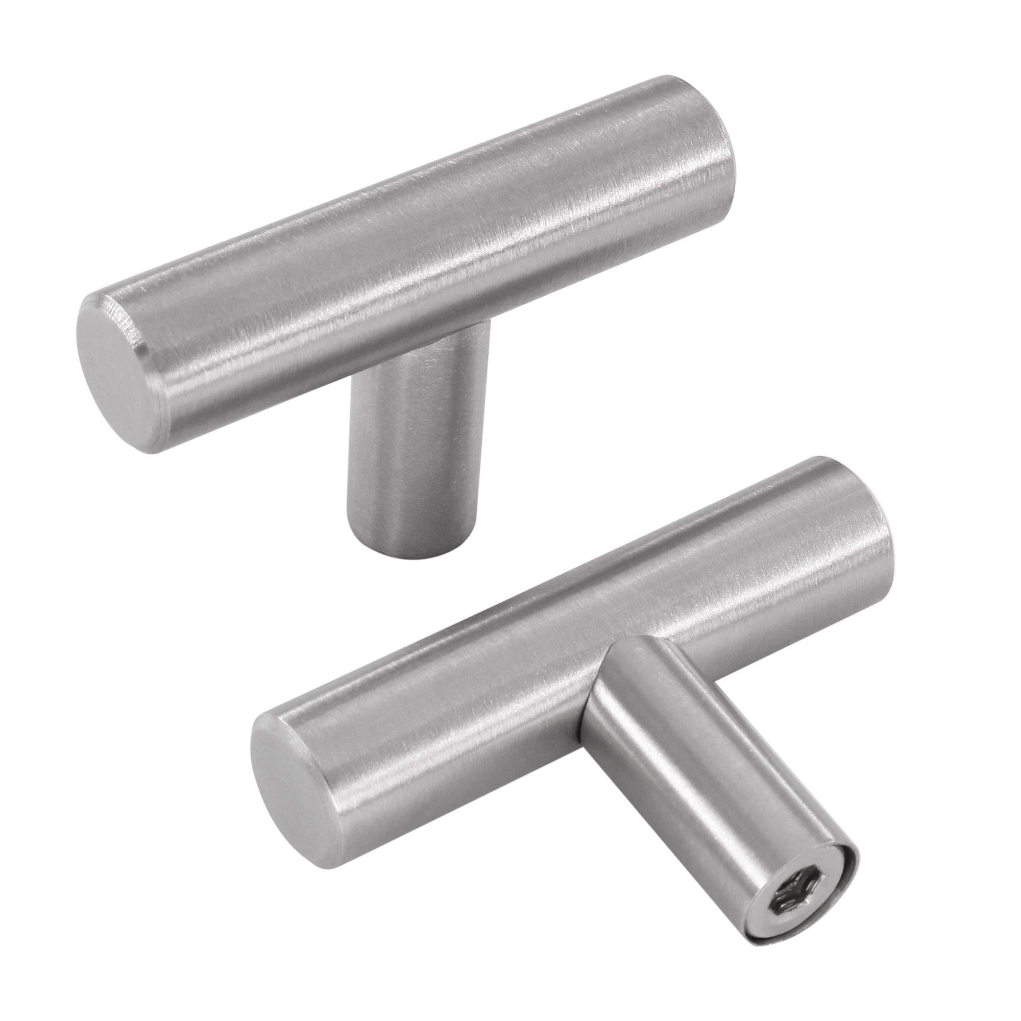 LONTAN 15 Pack Silver Cabinet Knobs With T Bar Door Handles - Brushed Nickel Stainless Steel for Kitchen Cupboard Chest of Drawers