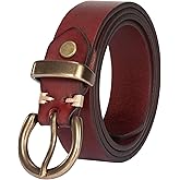 TYWestyles Womens Belts for Jeans Genuine Leather Belt Vintage Solid Brass Circle buckle Gift Box Packaging