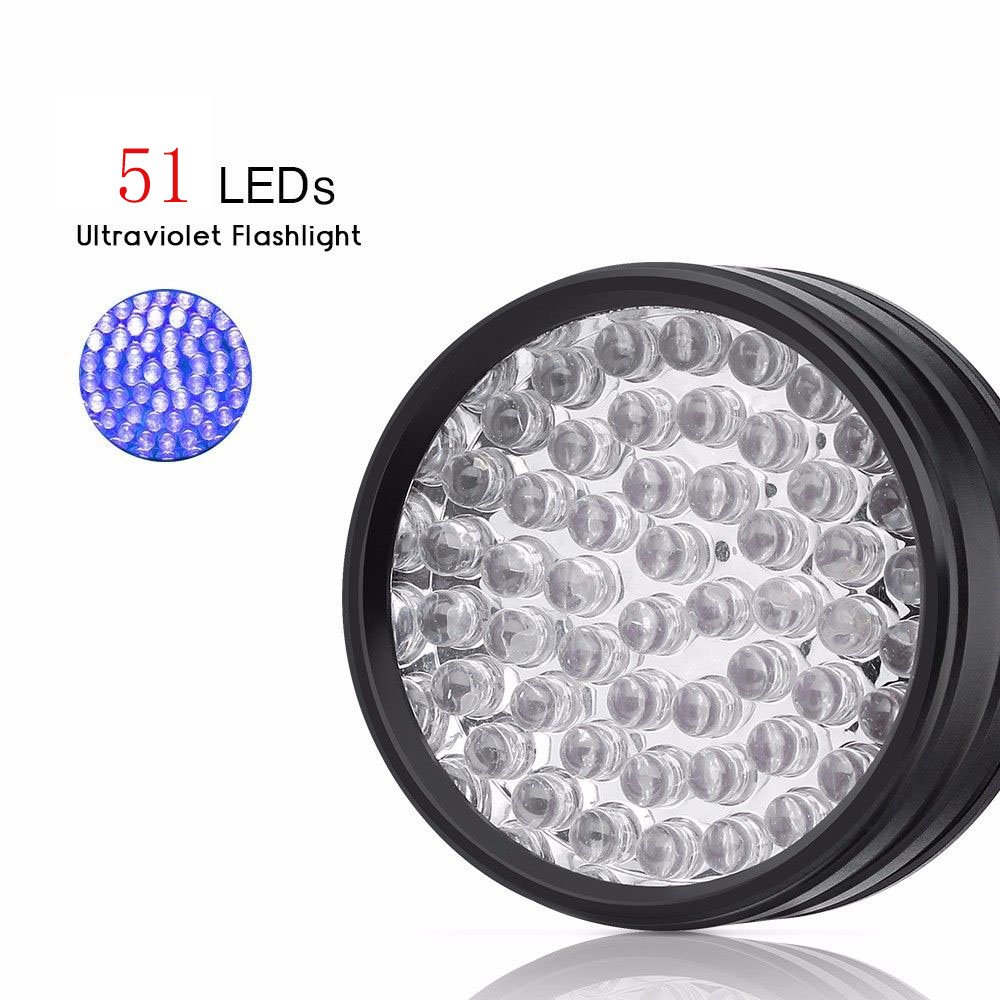 Vander 51 LED 395 nm UV Ultraviolet Blacklight Flashlight Included 3 pcs AA batteries, Spot Scorpions, Pet Urine, Counterfeit Money, Bed Bugs, Minerals, Leaks