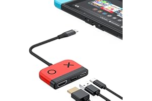 RREAKA Switch Dock for Nintendo Switch OLED, 3 in 1 TV Adapter with 4K HDMI, USB 3.0 Port, Type C 100W Charging, Portable Docking Station for Travel, Samsung Dex S24, MacBook