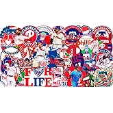 50 PCS Philadelphia Stickers Decal for Phillies Stickers Pack Baseball Colorful Aesthetic Decals Vinyl Sticker Waterproof for Water Bottle Computer Laptop Luggage Phone Car Skateboard Bumper