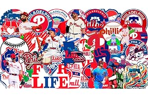 AHA PURE FOODS 50 PCS Philadelphia Stickers Decal for Phillies Stickers Pack Baseball Colorful Aesthetic Decals Vinyl Sticker Waterproof for Water Bottle Computer Laptop Luggage Phone Car Skateboard Bumper