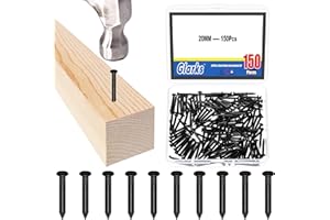 Glarks 150pcs 20mm Brick Steel Nails Kit, Black Carbon Steel Hardware Nails, Finishing Nails, Brad and Picture Hanging Nails,