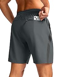 Pudolla Men's Running Athletic Shorts with 3 Zipper