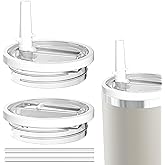 Miavers 2Pack 40oz Tumbler Flip Straw Lid Replacement suit for Stanley Quencher cup,leak proof and spill resistant tumbler lid, convenient Tumbler Cover applicable to Stanley 40oz tumbler (White)