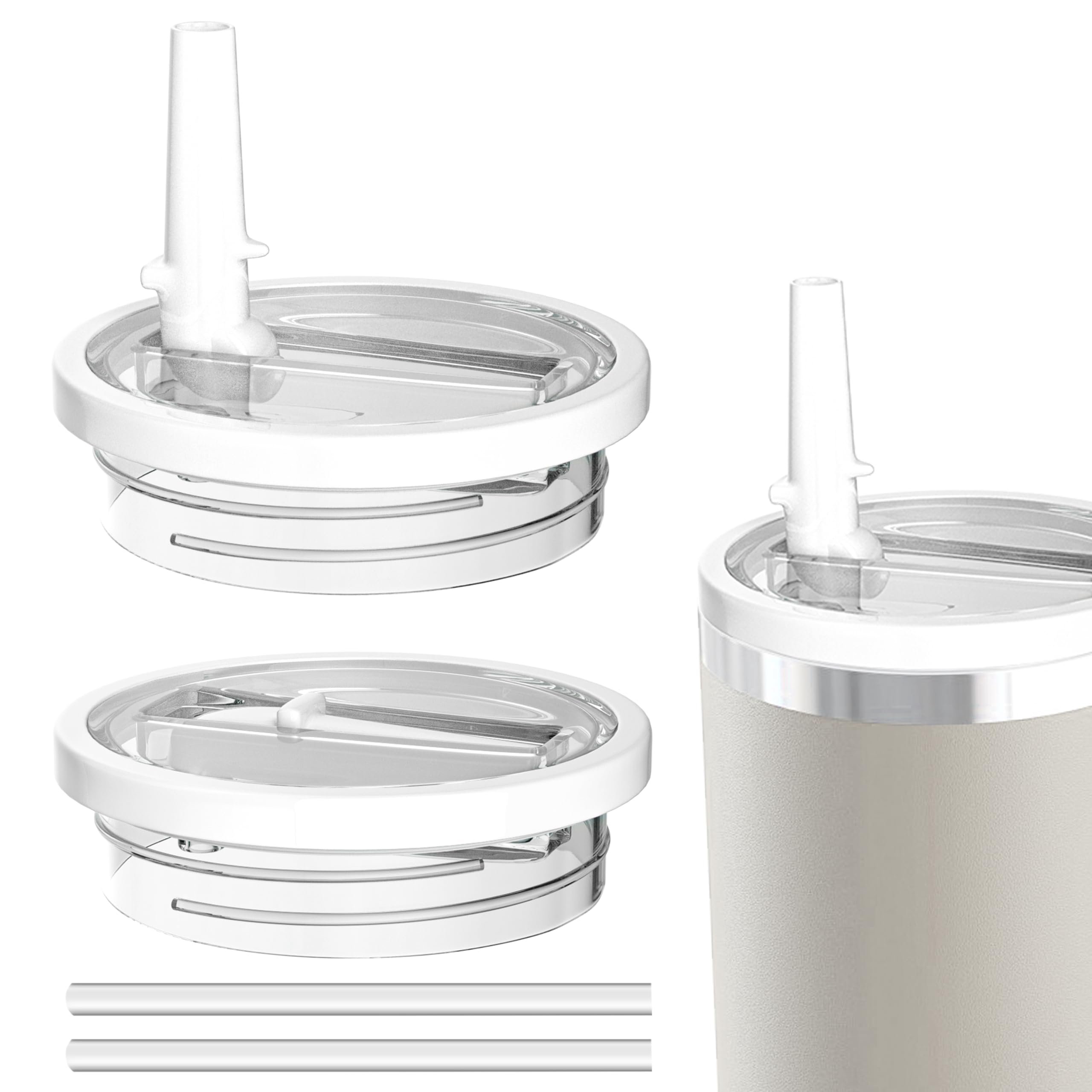 Photo 1 of Miavers 2Pack 40oz Tumbler Flip Straw Lid Replacement suit for Stanley Quencher cup,leak proof and spill resistant tumbler lid, convenient Tumbler Cover applicable to Stanley 40oz tumbler (White)