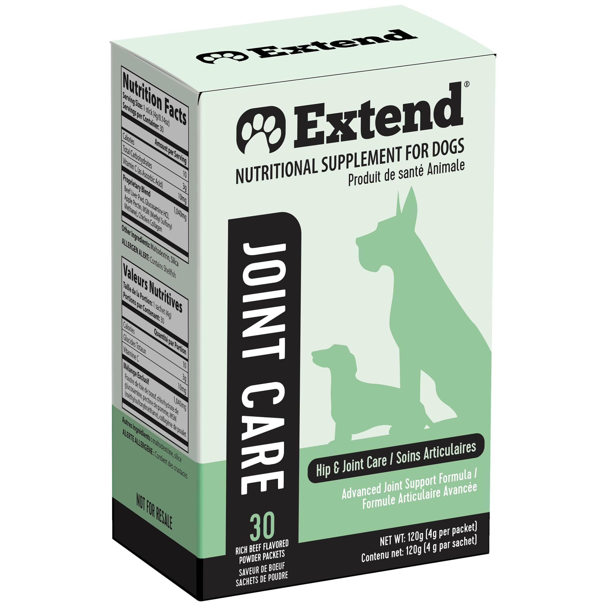 Extend - Joint Care For Dogs - 1 Month Supply - Glucosamine for Dogs with MSM & Ascorbic Acid - Pure Grade Ingredients