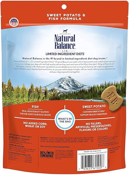 NATURAL BALANCE LIMITED INGREDIENT REWARDS CRUNCHY BISCUITS, GRAIN-FREE DOG TREATS FOR ADULT DOGS OF ALL BREEDS, SALMON RECIPE, 14 OUNCE (PACK OF 1)