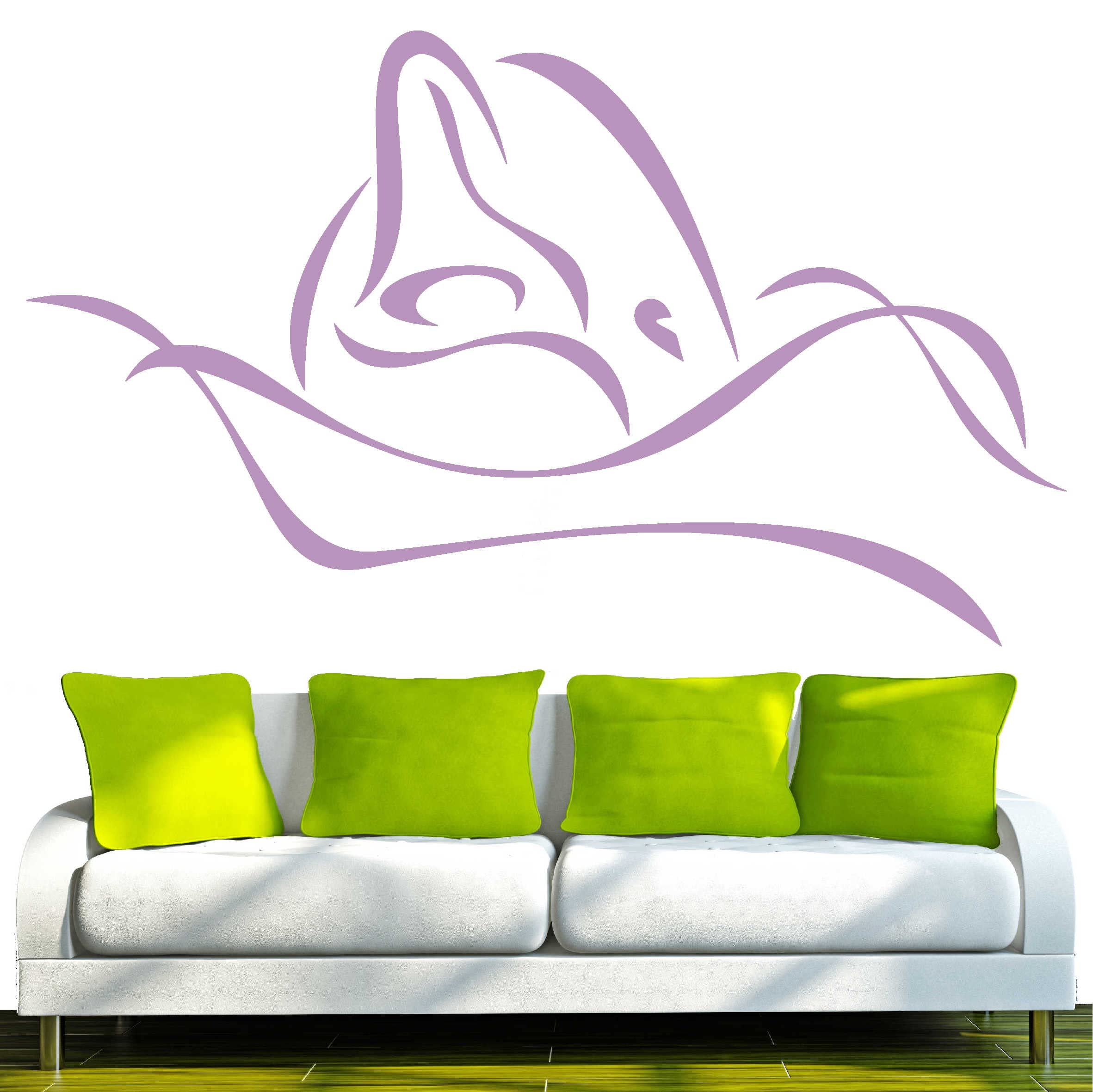 INDIGOS Wall Sticker d243 Beautiful Dolphin Tribal 96 x 56 cm Lilac, Vinyl, 96 x 56 x 1 cm — image 1