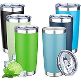 FLIFQI 20oz Tumbler with Lid Double Wall Vacuum Insulated Travel Coffee Mug Stainless Steel Thermal Cup Powder Coated Sturdy Coffee Tumbler Bulk for Hot and Cold Beverages (Multicolor-2,6)