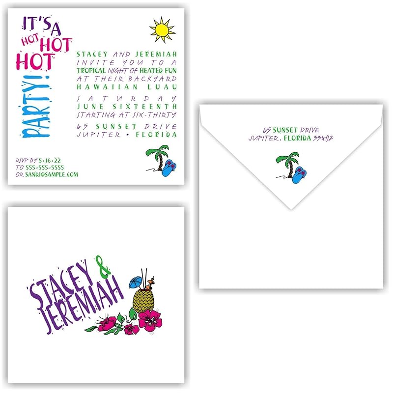 20 Sets of Personalized Island Themed Invitation Set for