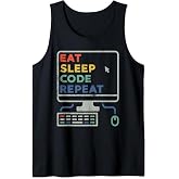Coder - Eat Sleep Code Repeat Programming Coding Geek Funny Tank Top