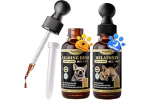 POPPAW Dog Calming & Melatonin Drops, Day & Night Calm Support Set, Soothe Separation & Stress, Enhance Calmness & Sleep with Valerian Root, Ashwagandha, GABA, Melatonin, Bacon Flavor, 2 FL.Oz