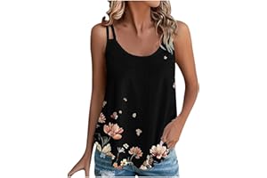 FURUNDLY Womens Tank Tops Eyelet Embroidery Top Sleeveless Spaghetti Strap Tops Crew Neck Sexy Loose Fit Casual Summer Tops